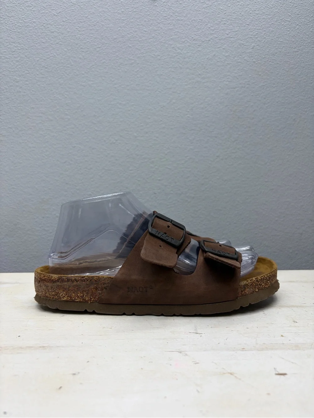 Naot Brown Leather Double Sandals Size 39